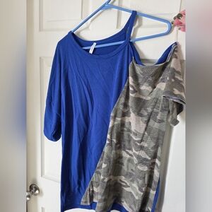 Blue and Camouflage Women's Tops